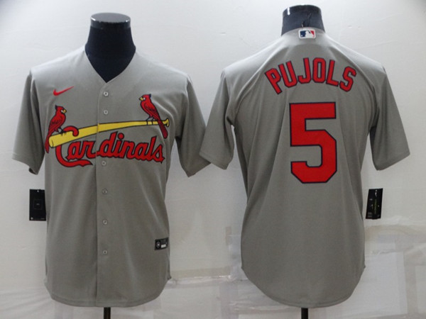 Men's St. Louis Cardinals #5 Albert Pujols Grey Cool Base Stitched Jersey