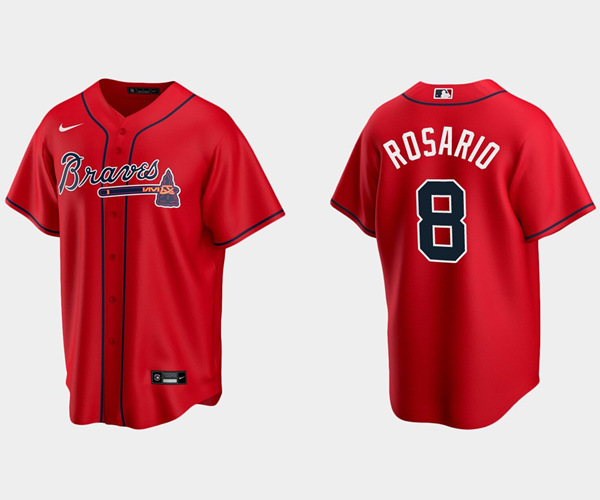 Men's Atlanta Braves #8 Eddie Rosario Red Cool Base Stitched Jersey