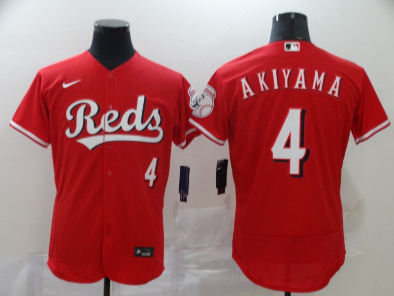 Men's Cincinnati Reds #4 Shogo Akiyama Red Flex Base Stitched MLB Jersey