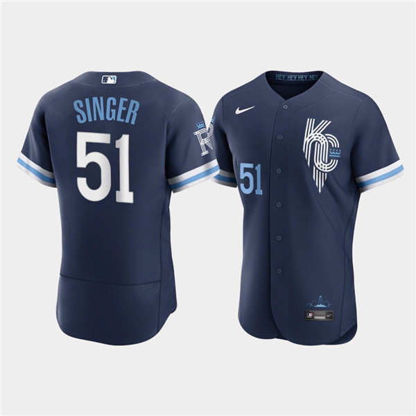 Men's Kansas City Royals #51 Brady Singer 2022 Navy City Connect Flex Base Stitched Jersey