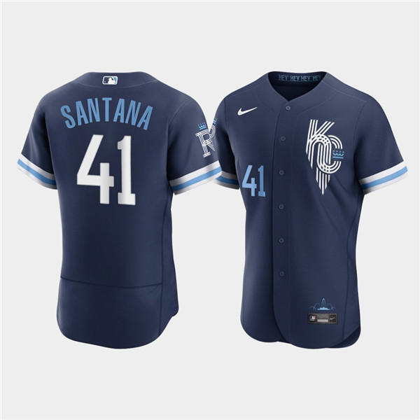 Men's Kansas City Royals #41 Carlos Santana 2022 Navy City Connect Flex Base Stitched MLB Jersey - Click Image to Close