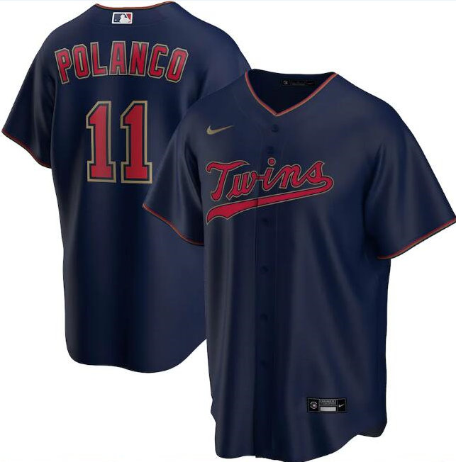 Men's Minnesota Twins Navy #11 Jorge Polanco Cool Base Stitched MLB Jersey