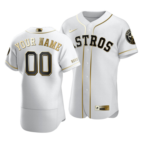 Men's Houston Astros Active Player White Golden Edition Flex Base Sttiched MLB Jersey