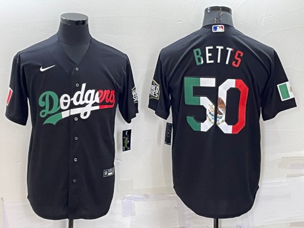 Men's Los Angeles Dodgers #50 Mookie Betts Black Mexico Cool Base Stitched Baseball Jersey