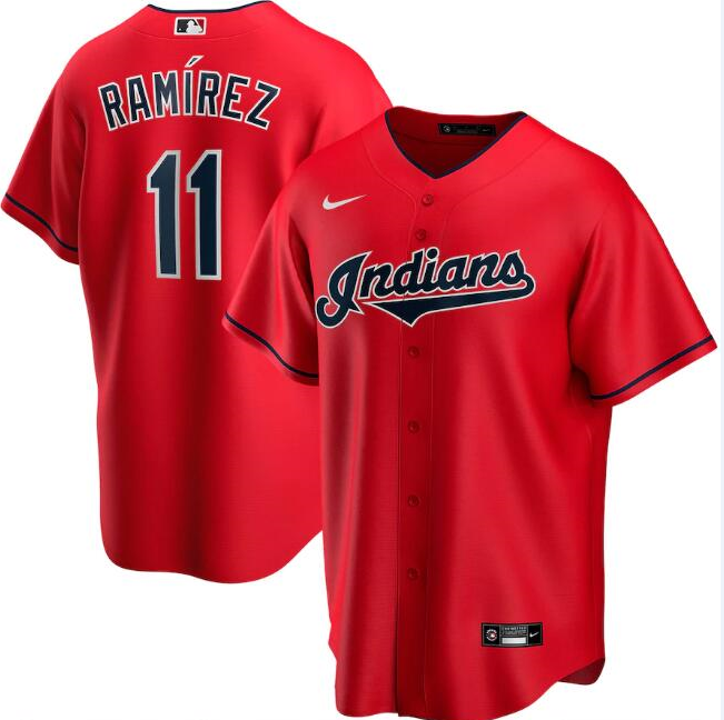 Men's Cleveland Indians Red #11 Jos?? Ram??rez Cool Base Stitched MLB Jersey