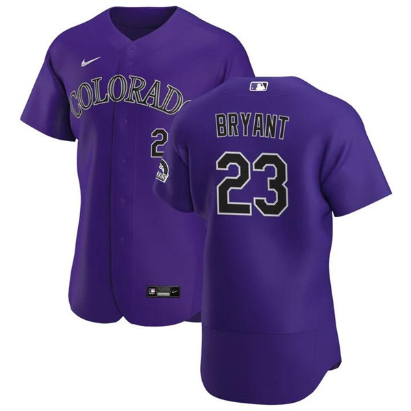 Men's Colorado Rockies #Kris Bryant Purple Flex Base Stitched Jersey