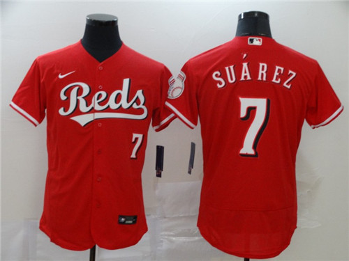 Men's Cincinnati Reds #7 Eugenio Su??rez Reds Flex Base Stitched MLB Jersey