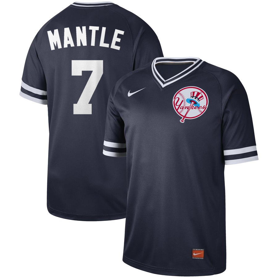 Men's New York Yankees #7 Mickey Mantle Navy Cooperstown Legend Collection Stitched MLB Jersey - Click Image to Close