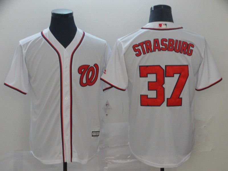 Men's Washington Nationals #37 Stephen Strasburg White Cool Base Stitched MLB Jersey