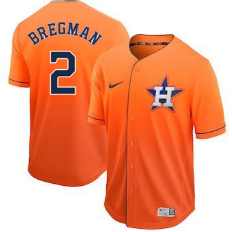 Men's Houston Astros #2 Alex Bregman Orange Fade Stitched MLB Jersey