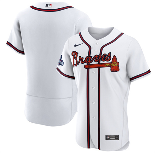 Men's Atlanta Braves Blank 2021 White World Series Champions Stitched Baseball Jersey