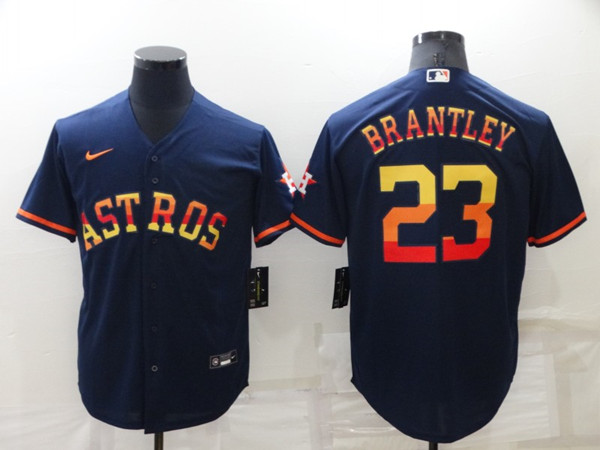 Men's Houston Astros #23 Michael Brantley 2022 Navy Cool Base Stitched Jersey - Click Image to Close