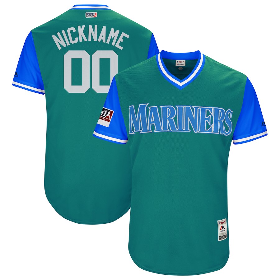 Men's Seattle Mariners Majestic Aqua/Light Blue 2018 Players' Weekend Flex Base Pick-A-Player Roster Jersey