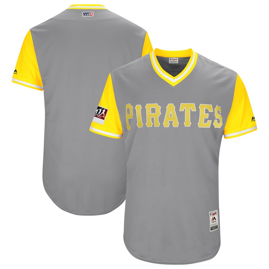 en's Pittsburgh Pirates Majestic Gray/Yellow 2018 Players' Weekend Team Jersey