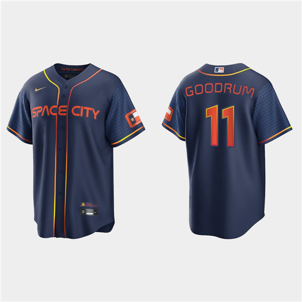 Men's Houston Astros #11 Niko Goodrum 2022 Navy City Connect Cool Base Stitched Jersey - Click Image to Close