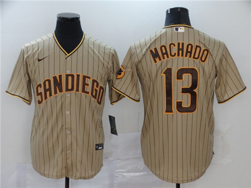 Men's San Diego Padres Tan Brown #13 Manny Machado Stitched MLB Jersey