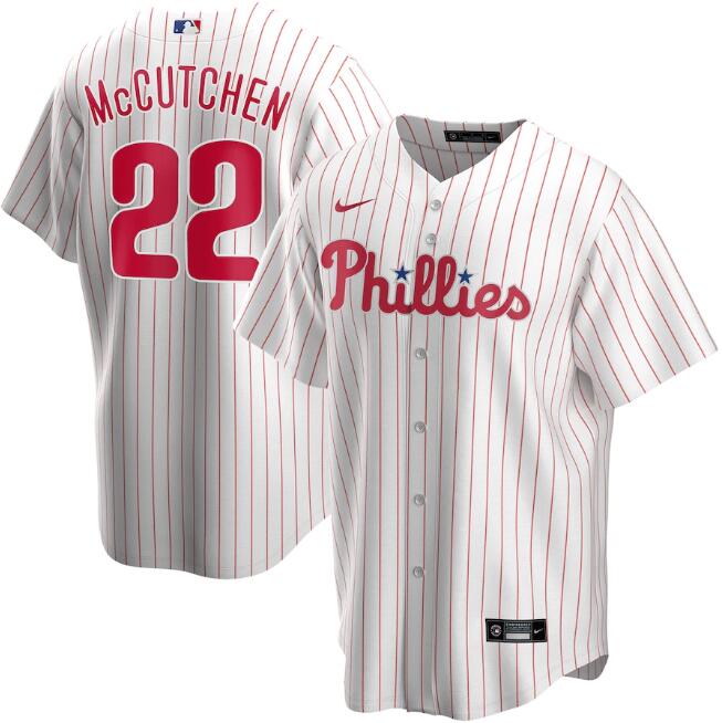 Men's Philadelphia Phillies White #22 Andrew McCutchen Cool Base Stitched MLB Jersey - Click Image to Close