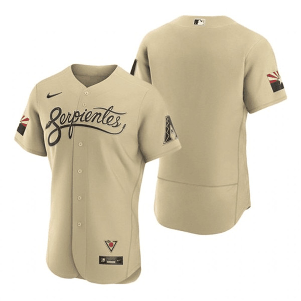 Men's Arizona Diamondbacks Blank Serpientes Gold 2021 City Connect Flex Base Stitched MLB Jersey