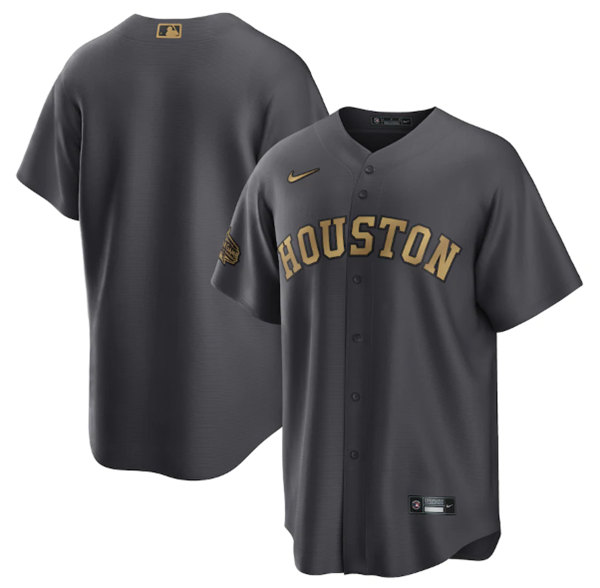 Men's Houston Astros Blank Charcoal 2022 All-Star Cool Base Stitched Baseball Jersey - Click Image to Close