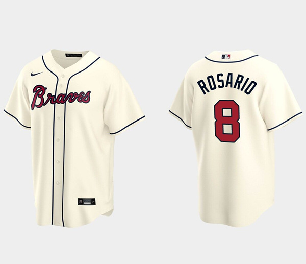 Men's Atlanta Braves #8 Eddie Rosario Cream Cool Base Stitched Jersey