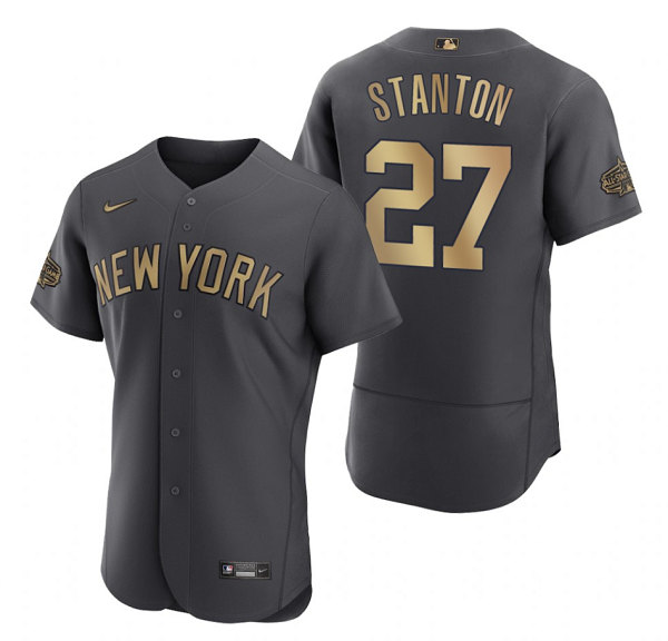 Men's New York Yankees #27 Giancarlo Stanton Charcoal 2022 All-Star Flex Base Stitched Baseball Jersey