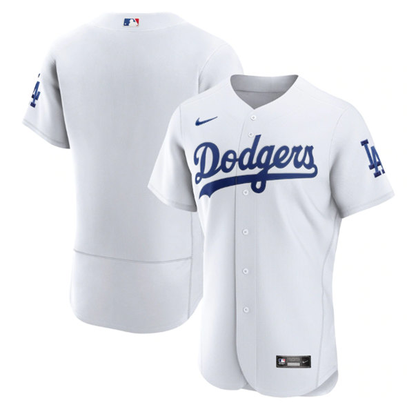 Men's Los Angeles Dodgers Blank White Flex Base Sttiched Jersey - Click Image to Close