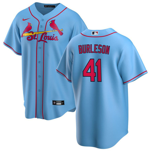 Men's St. Louis Cardinals #41 Alec Burleson Blue Cool Base Stitched Jersey - Click Image to Close