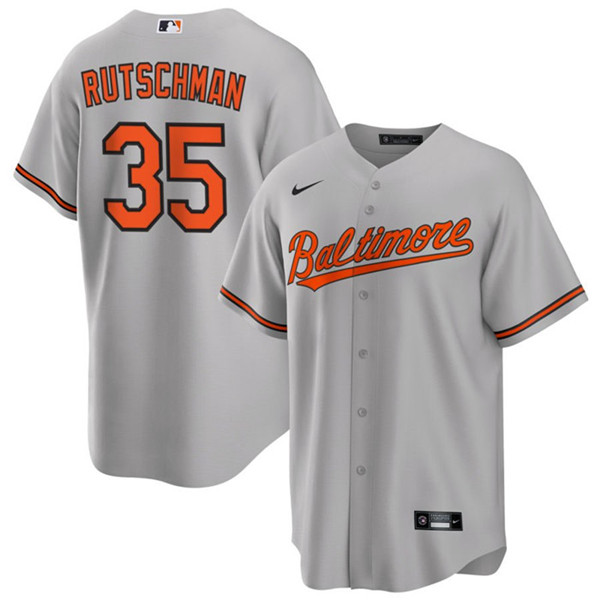 Men's Baltimore Orioles #35 Adley Rutschman Gray Cool Base Stitched Jersey