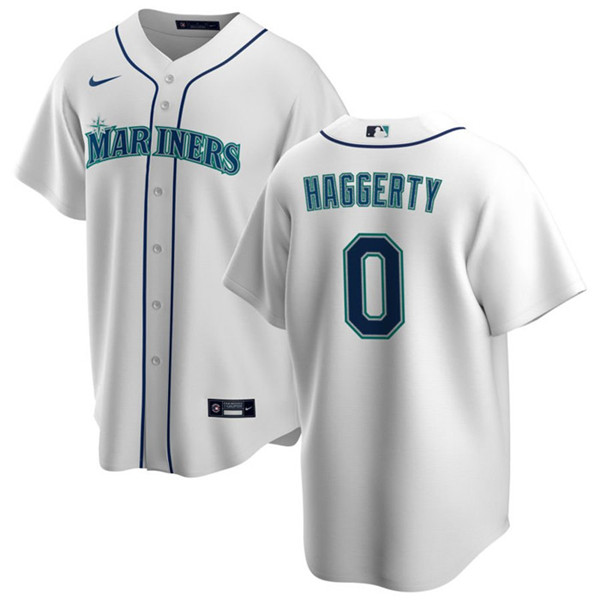 Men's Seattle Mariners #0 Sam Haggerty White Cool Base Stitched Jersey