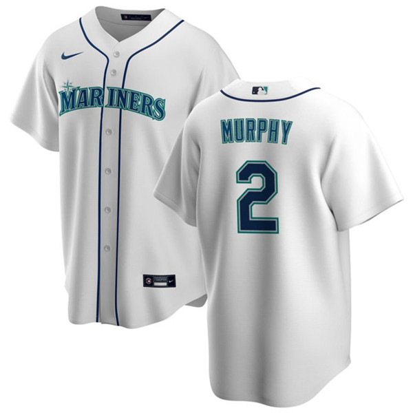 Men's Seattle Mariners #2 Tom Murphy White Cool Base Stitched Jersey