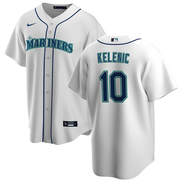 Men's Seattle Mariners #10 Jarred Kelenic White Cool Base Stitched Jersey