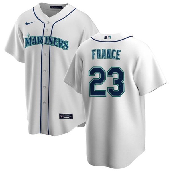 Men's Seattle Mariners #23 Ty France White Cool Base Stitched Jersey