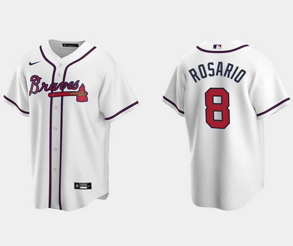 Men's Atlanta Braves #8 Eddie Rosario White Cool Base Stitched Jersey