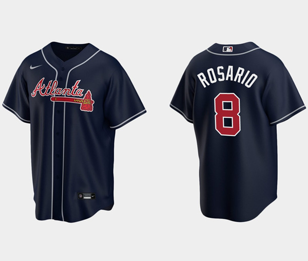 Men's Atlanta Braves #8 Eddie Rosario Navy Cool Base Stitched Jersey