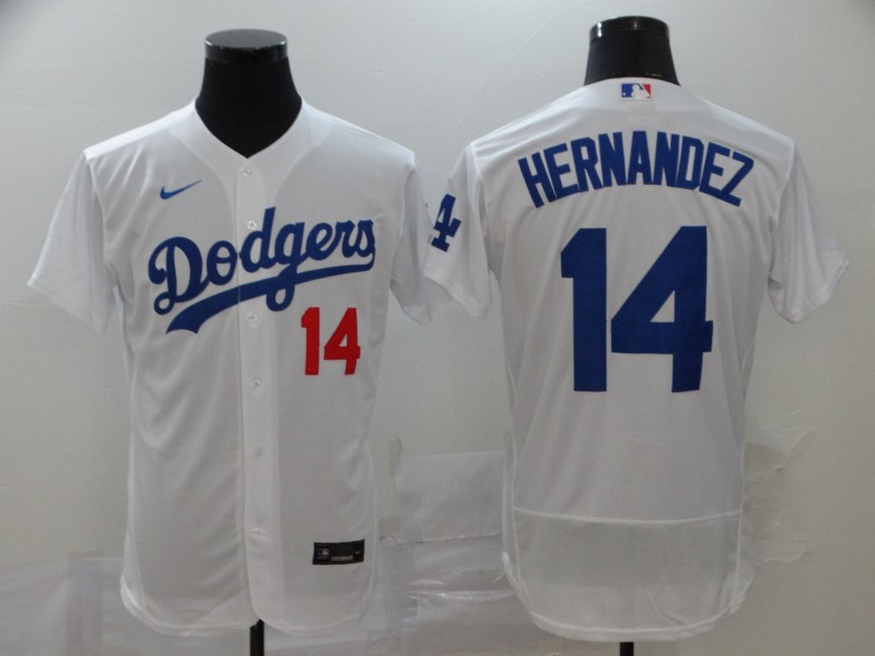 Men's Los Angeles Dodgers #14 Kik?? Hern??ndez White Flex Base Stitched MLB Jersey