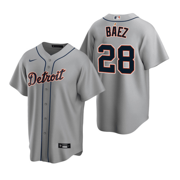 Men's Detroit Tigers #28 Javier B??ez Grey Cool Base Stitched Jersey