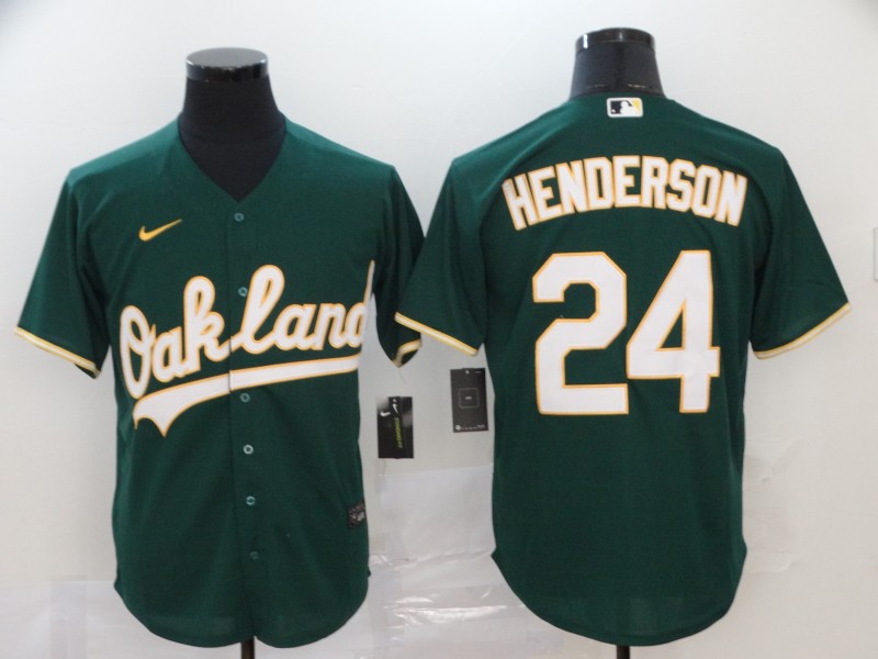 Men's Oakland Athletics #24 Rickey Henderson White Cool Base Stitched MLB Jersey