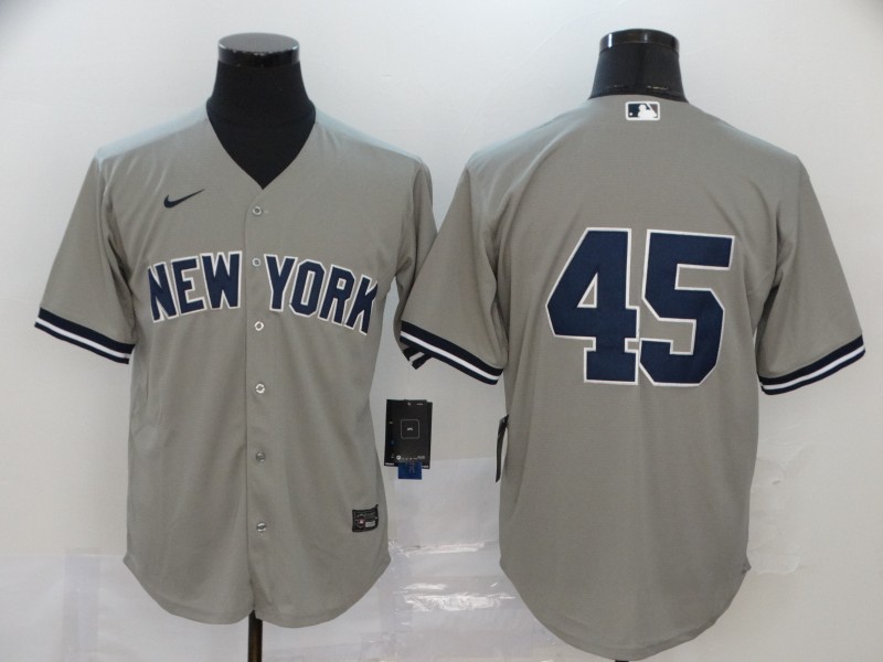 Men's New York Yankees #45 Gerrit Cole Grey Cool Base Stitched MLB Jersey