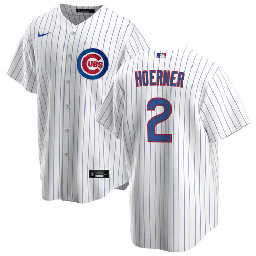 Men's Chicago Cubs #2 Nico Hoerner White Cool Base Stitched Baseball Jersey - Click Image to Close