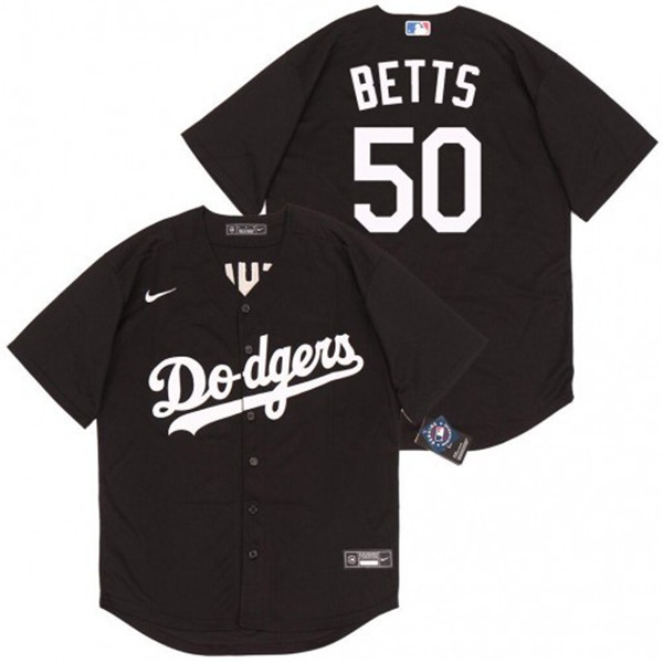 Men's Los Angeles Dodgers #50 Mookie Betts Black Cool Base Stitched MLB Jersey