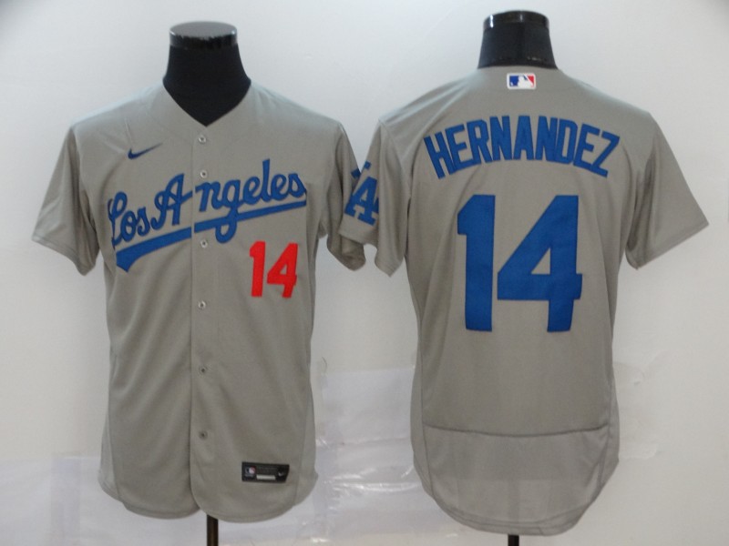 Men's Los Angeles Dodgers #14 Kik?? Hern??ndez Grey Flex Base Stitched MLB Jersey