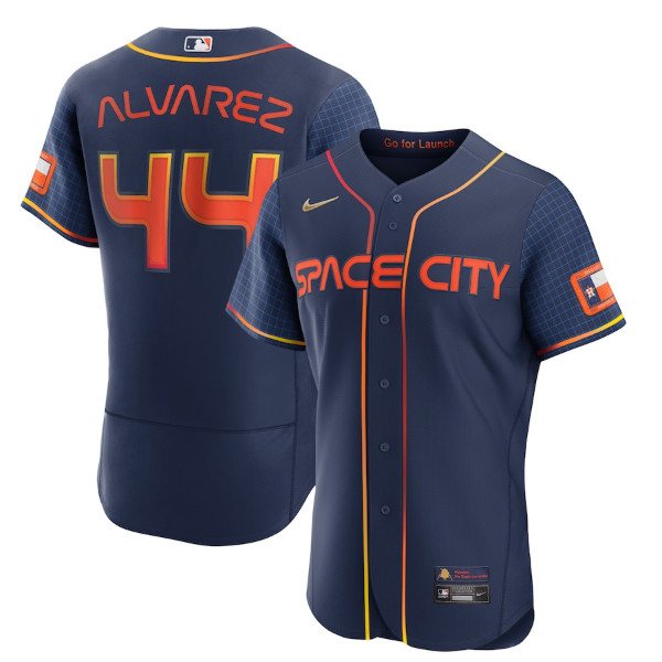 Men's Houston Astros #44 Yordan Alvarez 2022 Navy City Connect Flex Base Stitched Baseball Jersey