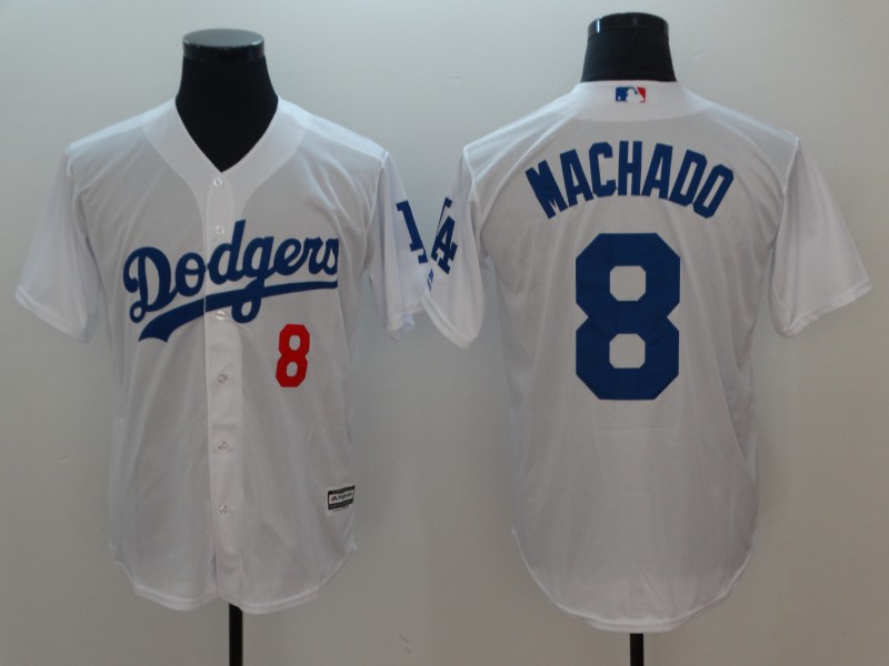 Men's Los Angeles Dodgers #8 Manny Machado White Cool Base Stitched MLB Jersey