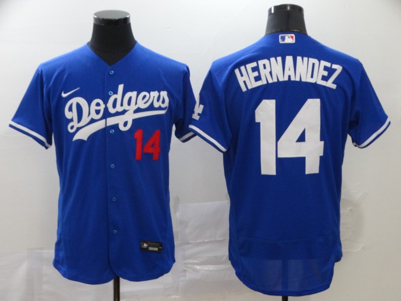 Men's Los Angeles Dodgers #14 Kik?? Hern??ndez Blue Flex Base Stitched MLB Jersey