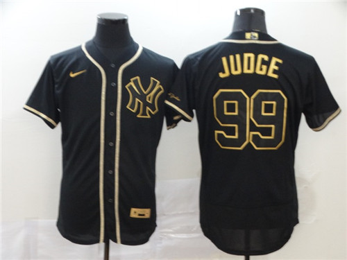 Men's New York Yankees #99 Aaron Judge Black Golden Flex Base Stitched MLB Jersey