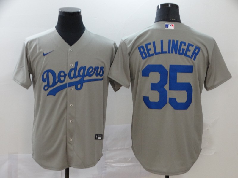 Men's Los Angeles Dodgers #35 Cody Bellinger Grey Cool Base Stitched MLB Jersey