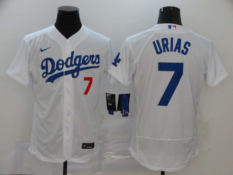 Men's Los Angeles Dodgers #7 Julio Ur??as White Flex Base Stitched MLB Jersey