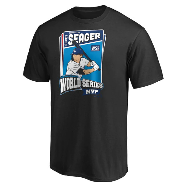 Men's Los Angeles Dodgers Black 2020 World Series Champions MVP T-shirt - Click Image to Close