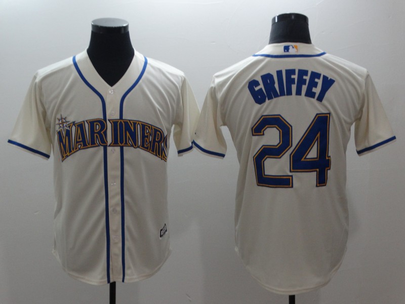 Men's MLB Seattle Mariners #24 Ken Griffey Jr.Cream Alternate Cool Base Stitched MLB Jersey