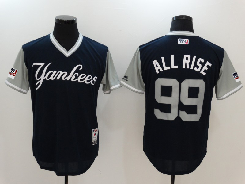 Men's New York Yankees Aaron Judge "All Rise" Majestic Navy/Gray 2017 Little League World Series Players Weekend Classic Jersey